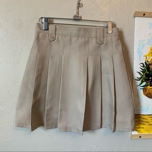 khaki pleated school girl skirt